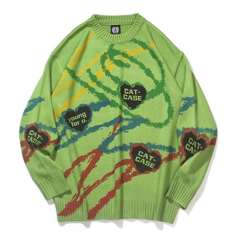 Colorful Lines Graffiti Knitted Jumper Sweaters - Image 3