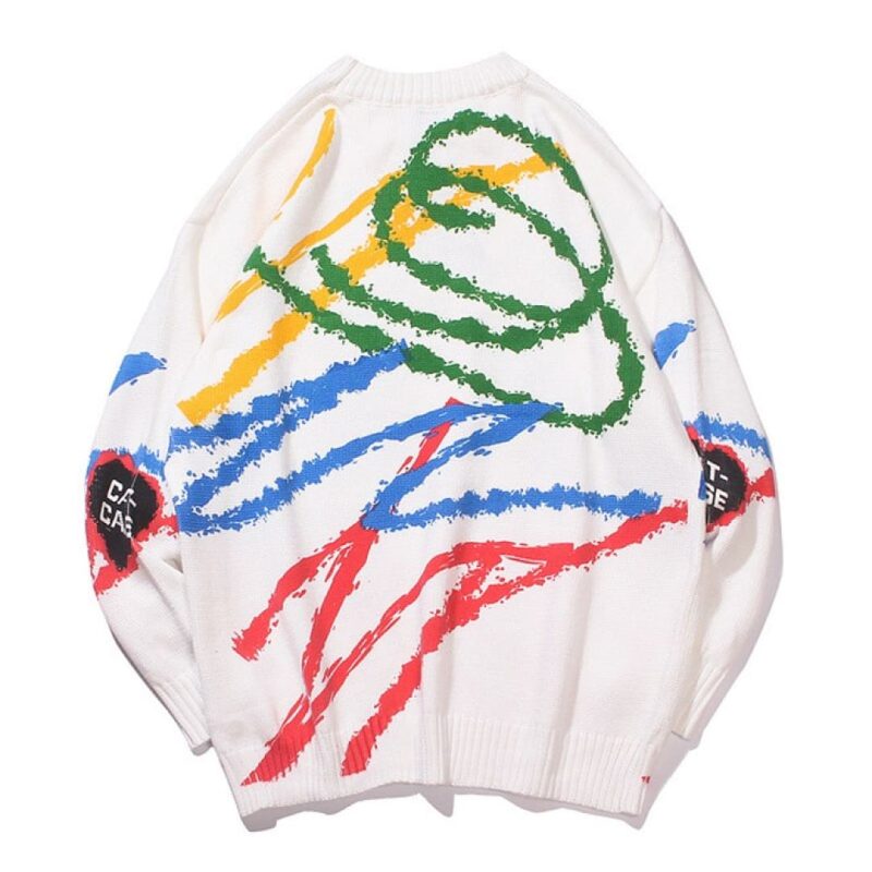 Colorful Lines Graffiti Knitted Jumper Sweaters - Image 2