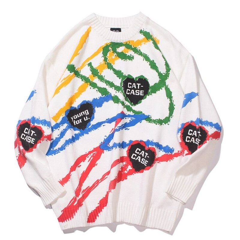 Colorful Lines Graffiti Knitted Jumper Sweaters