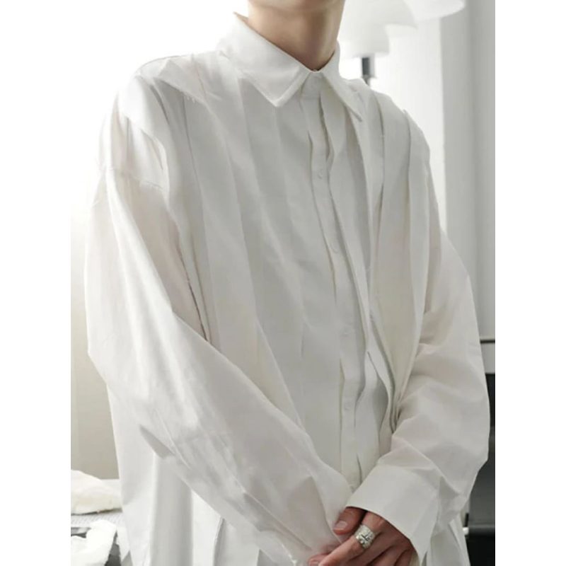IEFB Large Loose Patchwork Fringed Ribbon Shirt - Image 3