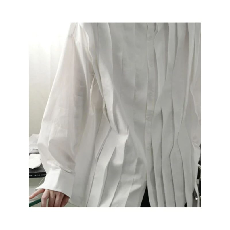 IEFB Large Loose Patchwork Fringed Ribbon Shirt - Image 6