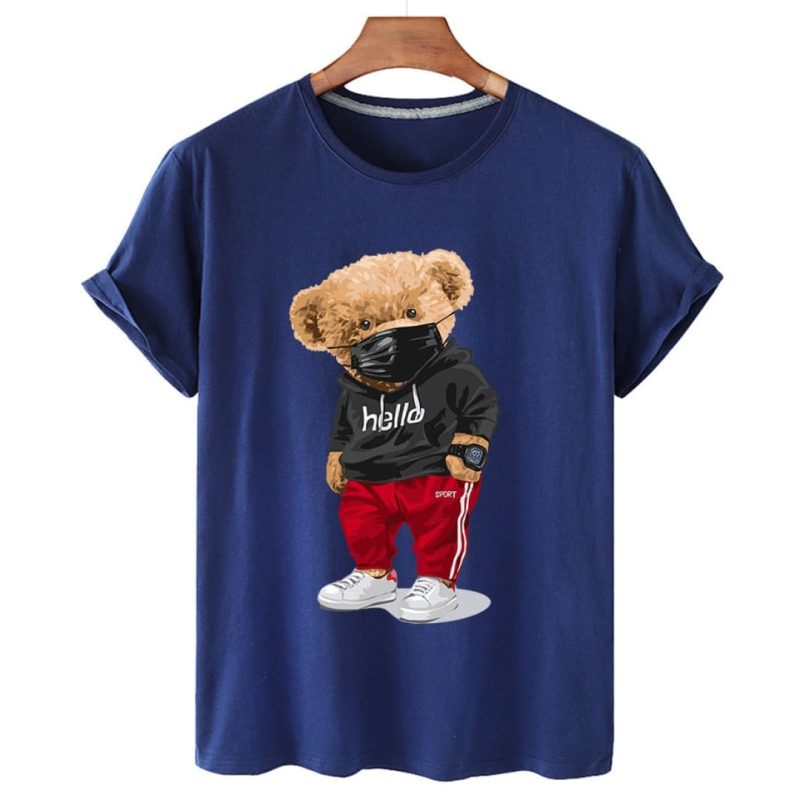 Sports Mask Bear Print T-Shirt - Image 2