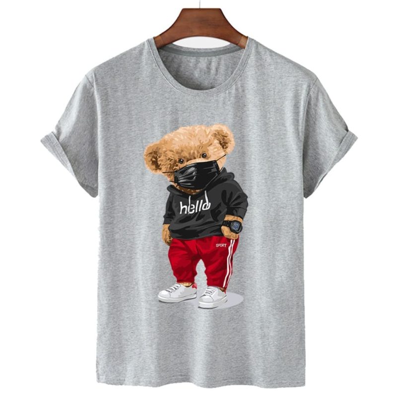 Sports Mask Bear Print T-Shirt - Image 4