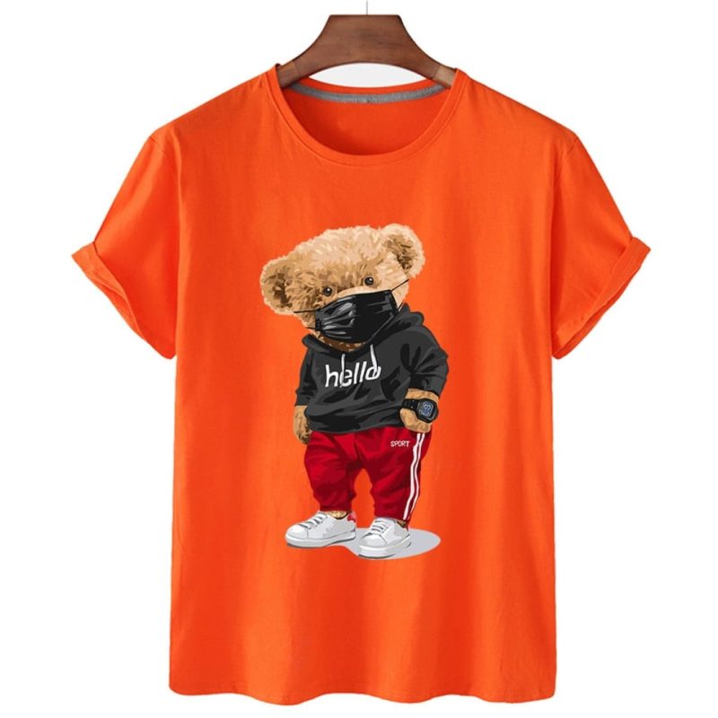 Sports Mask Bear Print T-Shirt - Image 3