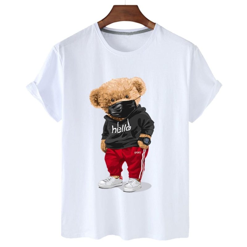 Sports Mask Bear Print T-Shirt - Image 5