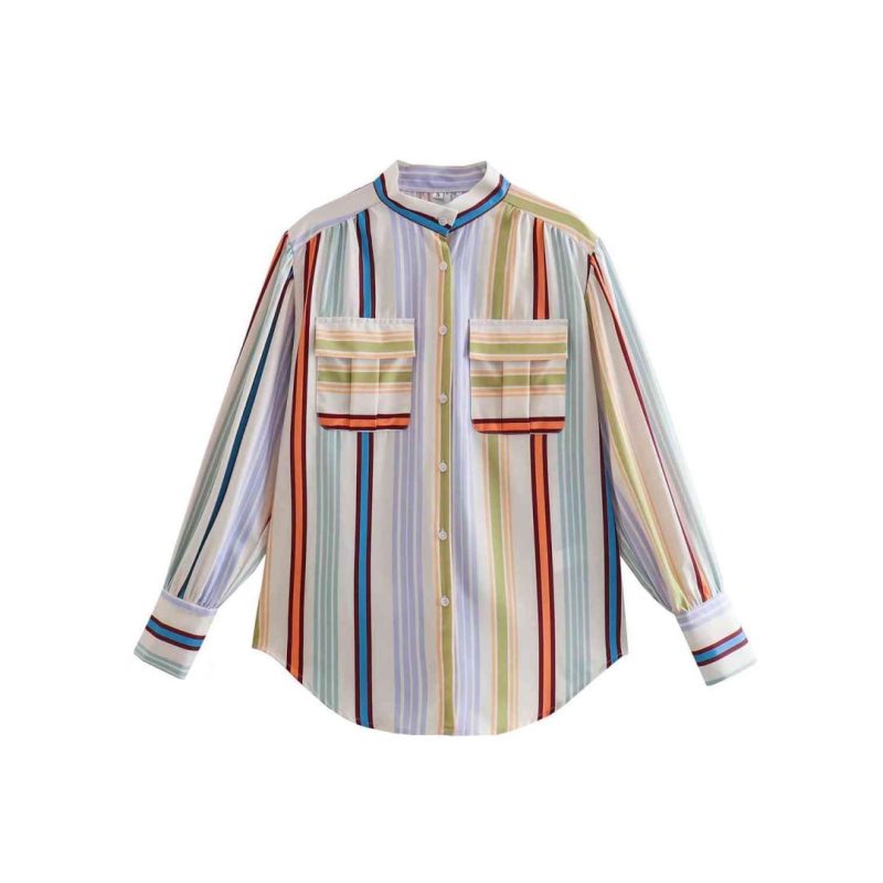 Striped Lantern Sleeve Shirt