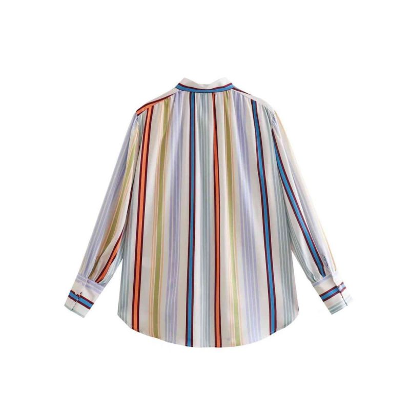 Striped Lantern Sleeve Shirt - Image 2
